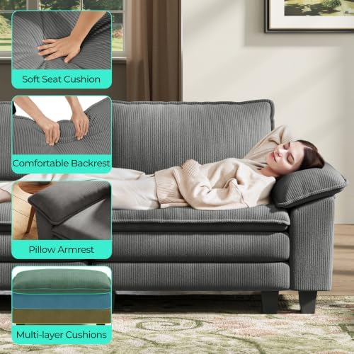 LINSY HOME 157" Modular Sectional Sofa, 4-Seat Corduroy Modern Cloud Couch - Image 4