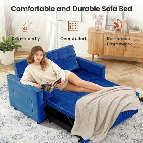 Sleeper Sofa Bed with Adjustable Backrest & Side Pockets - Image 7