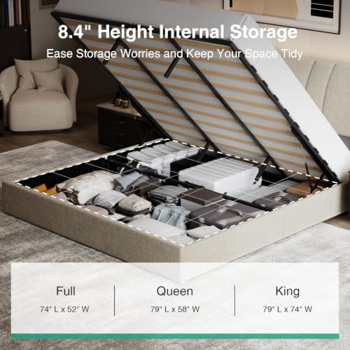 Novilla King Lift Up Storage Bed Frame/Charging Station/LED Light - Image 5