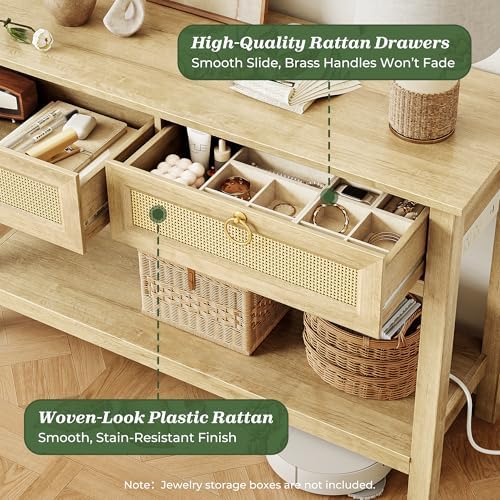 SUPERJARE Rattan Console Sofa Table - Image 6