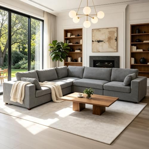 Oversized Modular Sectional Sofa, Light Grey by Atrtivoent