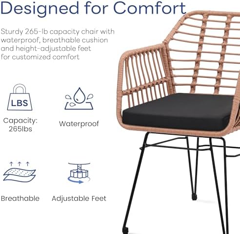 KROFEM 3 Piece Wicker Patio Bistro Furniture Set - Image 4