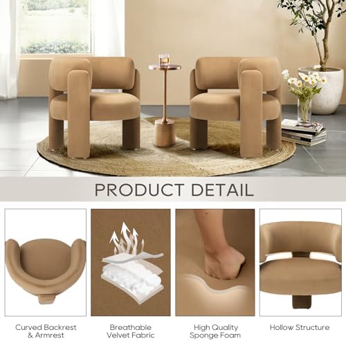 COLAMY Modern Accent Chair, Upholstered Barrel Chair - Image 3
