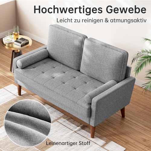 Light Grey 121 cm 2 Seater Sofa Small Sofa - Image 4