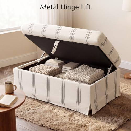 Coastal Accent Armchair with Storage Ottoman - Image 5