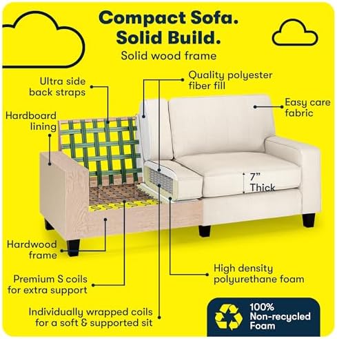 Serta Palisades 73" Track Arm Sofa, Easy Care Polyester, Soft Pillow Back - Image 5
