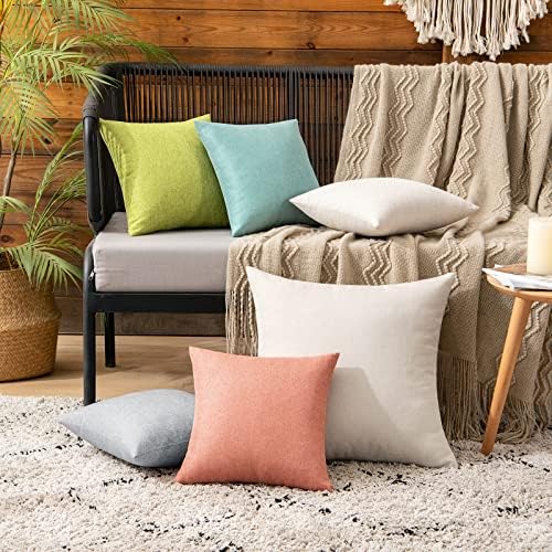 MIULEE Decorative Outdoor Pillow Covers Waterproof 12x12 Coral Red - Image 3