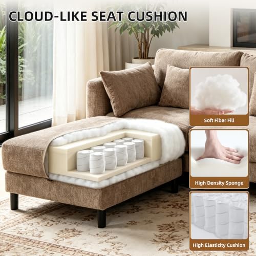 112.4" U Shaped Cloud Couch, Modular Sectional Sofa - Image 5