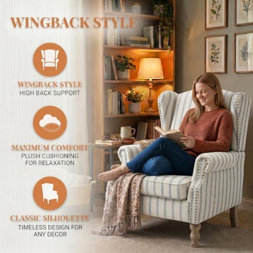 Mid Century Floral Wingback Chair - Image 7