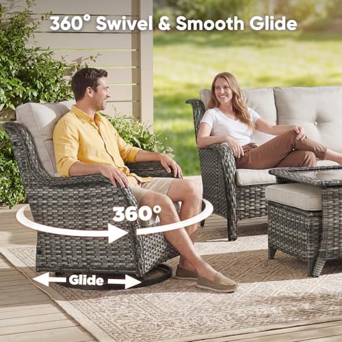 Belord 8 Piece Wicker Patio Furniture Set, Outdoor Swivel Rocker Chairs Set of 2 - Image 2