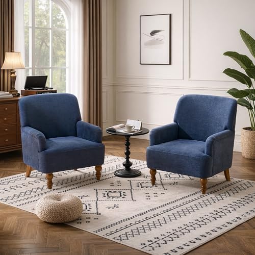 Modern Wingback Accent Chair, Upholstered Fabric Living Room Armchair - Image 3