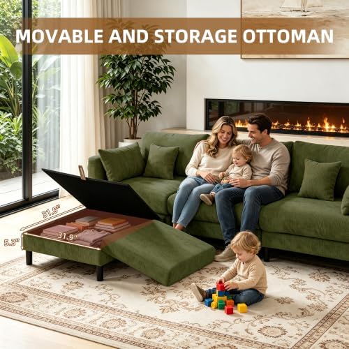 112.4" U Shaped Cloud Couch, Modular Sectional Sofa - Image 6