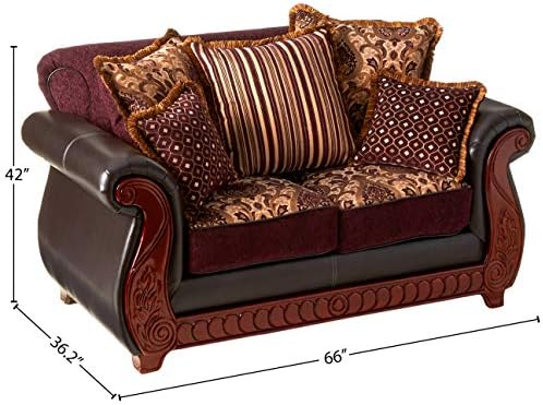 Furniture of America Kildred 2-Piece Fabric and Leatherette Sofa Set - Image 7