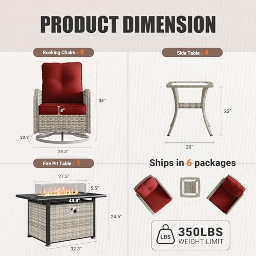 13Pcs Patio Rocking Swivel Chair - Image 2