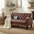 TYBOATLE 62'' Brown Leather Loveseat, Small Couch by TYBOATLE