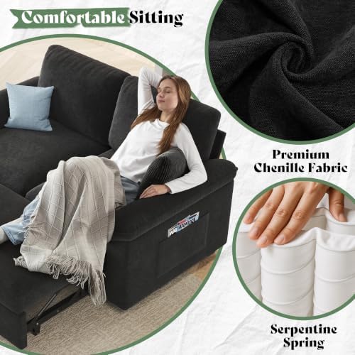 AMERLIFE Sofa Bed, 3-in-1 Sleeper Sofa, Pull Out Couch Loveseat-Black - Image 6