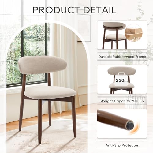 COLAMY Wooden Dining Chairs Set of 2, Upholstered Kitchen Side Chair - Image 6