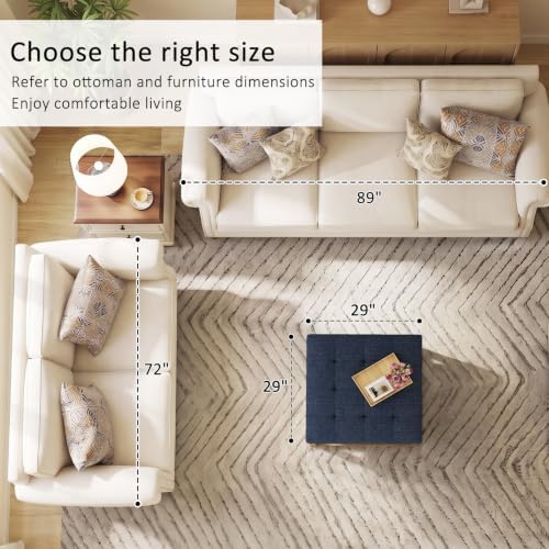 Befurtori Ottoman with Storage Bench, Linen Ottoman Coffee Table - Image 3