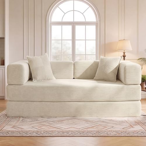 WEUP 5-in-1 Convertible Sofa Bed, Corduroy Floor Sofa Loveseat Sleeper - Image 2