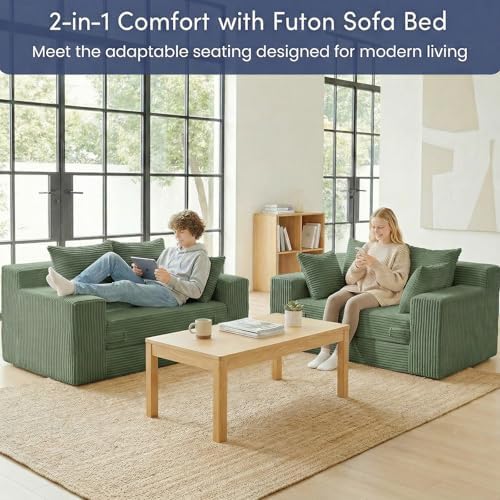 cidludto Convertible Sofa Bed, Boneless Couch 2 in 1 Loveseat Folding Couch Bed - Image 3