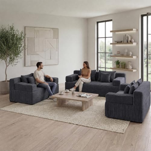 MONVANE 156" Oversized 3-Piece Loveseat Couch Set - Image 4