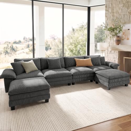 SUNSHINE VALLEY 157.5" U Shaped Modular Cloud Couch Sectional Sofa Ottoman by SUNSHINEVALLEY
