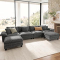 SUNSHINE VALLEY 157.5" U Shaped Modular Cloud Couch Sectional Sofa Ottoman by SUNSHINEVALLEY