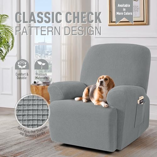 TAOCOCO Oversized Stretch Recliner Chair Covers 4 Piece, Dusty Grey - Image 2