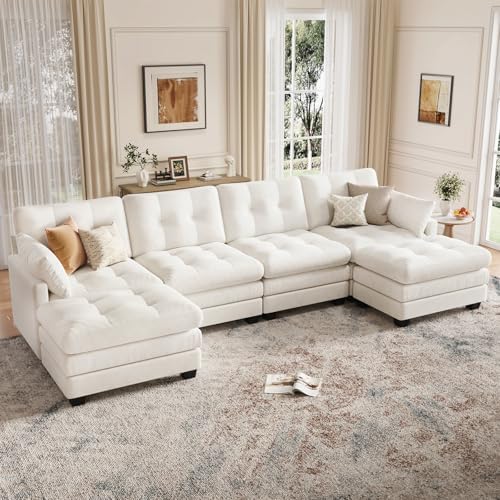116.5" Modular Sectional Cloud Couch, U Shaped Tufted Sofa by Unknown