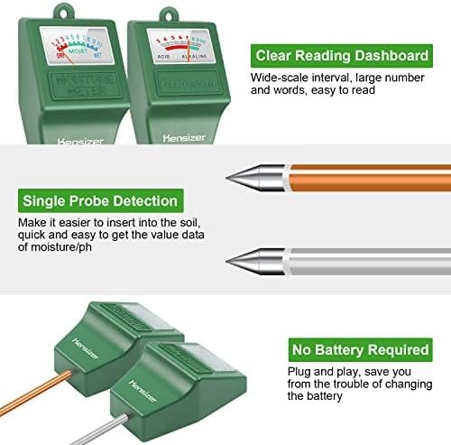 Kensizer Soil Tester, Soil Moisture/pH Meter, Gardening Farm Lawn Test Kit Tool - Image 3