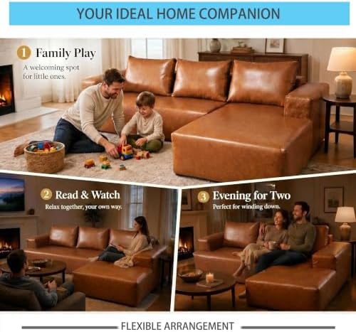 96" Leather Sectional Couches for Living Room L-Shaped, Left Facing - Image 5