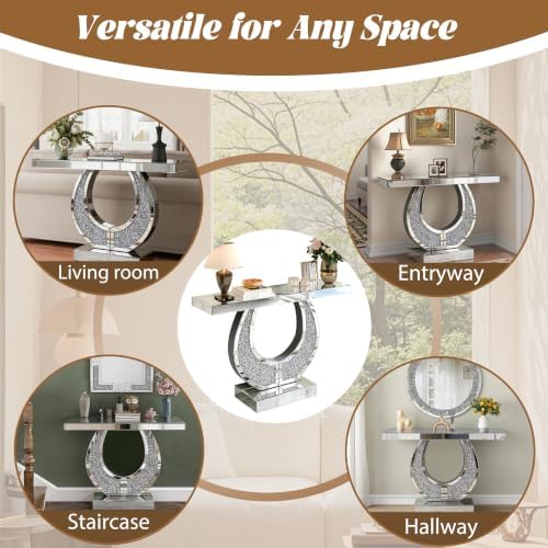 Mirrored Console Table & Round Wall Mirror Set - Image 6