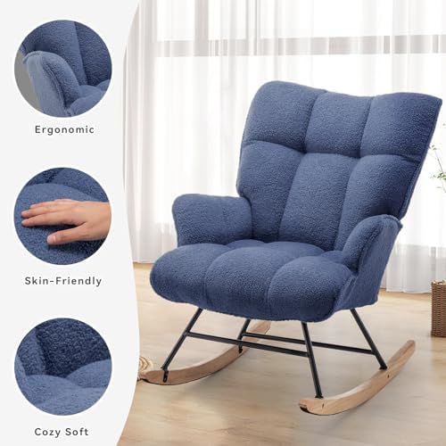 SAETSFEG Nursery Rocking Chair Teddy, Upholstered Glider Rocker - Image 5