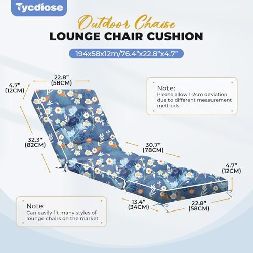 Outdoor Chaise Lounge Chair Cushion, Waterproof Non-Slip Patio Chaise Lounge - Image 3