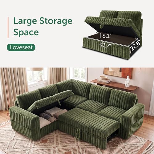 HONBAY Plush Corduroy Modular Sectional Sofa - Image 3
