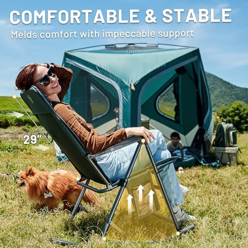 Timber Ridge 3-Level Adjustable Rocking Camping Chair, Ergonomic Padded High - Image 6