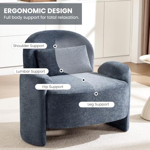 Accent Chairs Set of 2, Modern Chenille Fabric Lounge Reading Sofa - Image 6