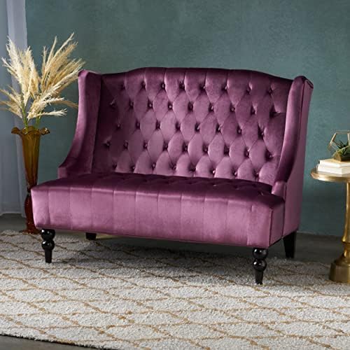 Christopher Knight Home GDFStudio Leona Modern Glam Tufted Velvet Wingback - Image 2