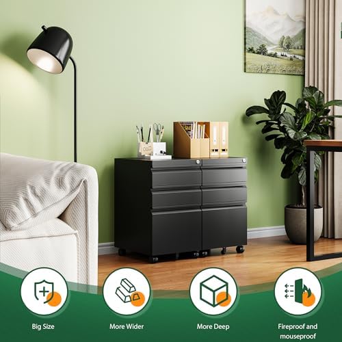 Letaya 3 Drawer Mobile File Cabinet - Image 3