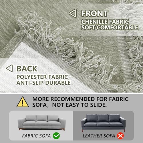 MEETSKY Sectional Couch Covers for Dog Chenille Sofa Cover, Washable Couch - Image 3