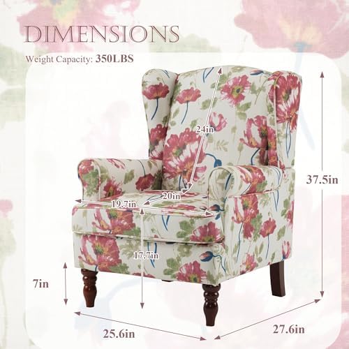YOLENY Floral Accent Chair, High Back Upholstered Armchair - Image 3