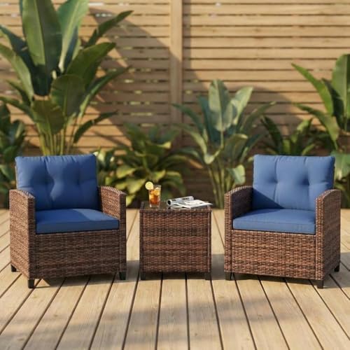 IDEALHOUSE 3 Piece Outside Patio Furniture Set, Outdoor Wicker Chair - Image 3