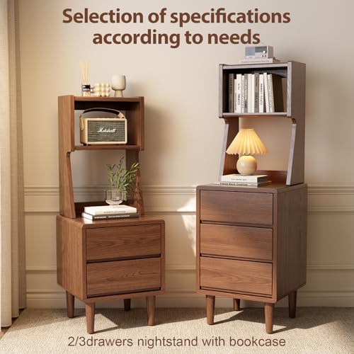 Solid Wood Bookshelf Nightstand Combo, Tall Nightstand - Image 6
