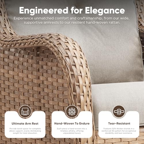 Belord Outdoor Swivel Chairs Set of 2, Patio Wicker Rocker Chairs - Image 5