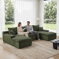 120" Modular Sectional Sofa, U Shaped Boneless Cloud Couch Green by Easilive