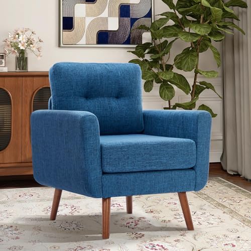 Tbfit Linen Fabric Single Sofa, Accent Chair, Mid Century Modern Armchair by TBfit