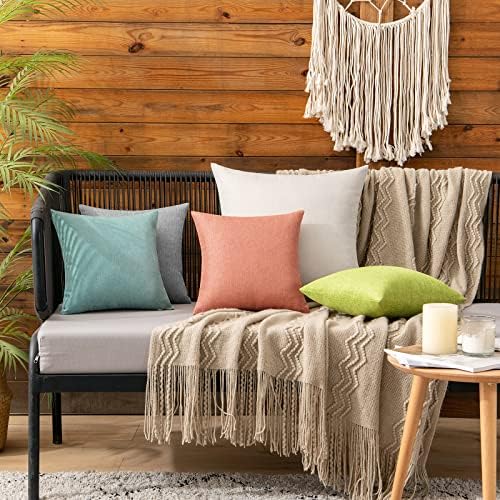 MIULEE Decorative Outdoor Pillow Covers Waterproof 12x12 Coral Red - Image 2