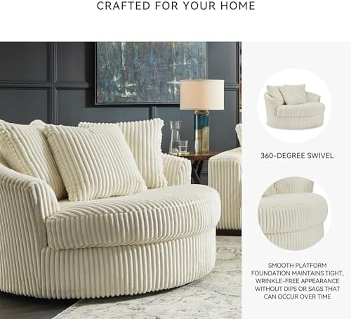 Signature Design by Ashley Lindyn White Oversized Swivel Accent Chair - Image 5