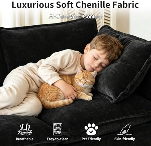 GNIXUU 76" Modular Sectional Sofa, Comfy Chenille Love Seats 25" Deep Seat - Image 5