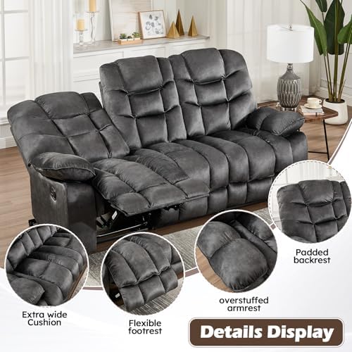 HAOMARKETS 3 Pieces Recliner Sofa Furniture Set, Include 2 Manual Loveseat Sofas - Image 5
